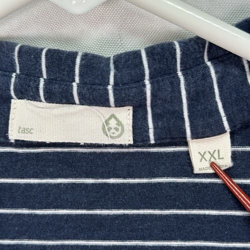 TASC Performance Polo Shirt Mens 2XL Navy Blue Striped Cotton Bamboo Stretch - Thumbnail 5
