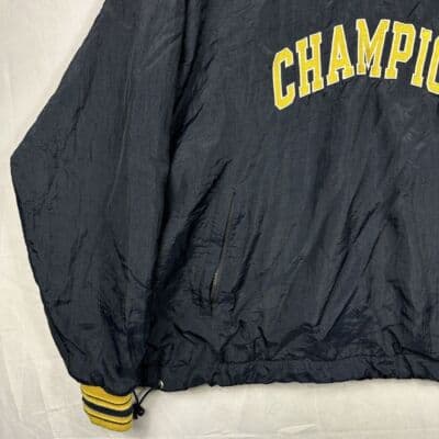 Champion Michigan Pullover Windbreaker Mens XL Navy Blue Spellout Vintage 90s - Thumbnail 4