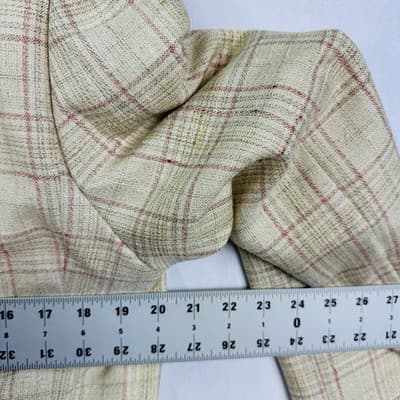 Vintage Pierre Cardin Mens 40 L Plaid Blazer Tan Red 2-Button Sport Coat - Thumbnail 10