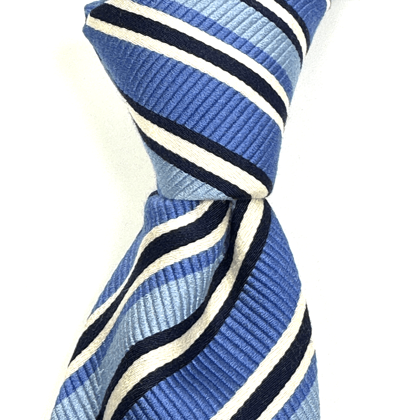 DONALD TRUMP Mens Silk Necktie Blue Striped Tie Signature Collection 3.75” x 59”
