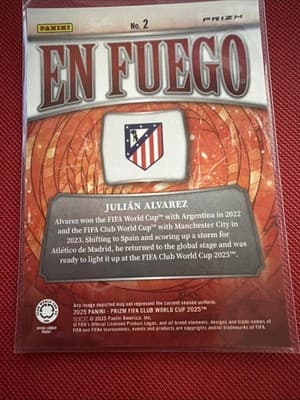 2025 Prizm FIFA Club World Cup #2 Julian Alvarez En Fuego Atletico Madrid Card - Thumbnail 2