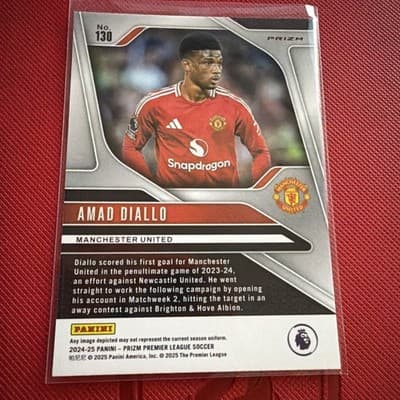 2024-25 Prizm Premier League #130 Amad Diallo Blue Prizm /299 Manchester United - Thumbnail 2