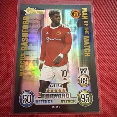 2021 Topps Match Attax #MOTM 4 Marcus Rashford Manchester United Soccer Card - Image 1