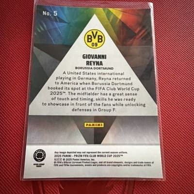 Giovanni Reyna 2025 Panini Prizm FIFA Club World Cup Prizmatic #5 Silver - Thumbnail 2