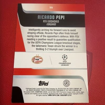 2025-26 Topps UEFA Club Competitions Soccer - #106 PSV Eindhoven - RICARDO PEPI - Thumbnail 2