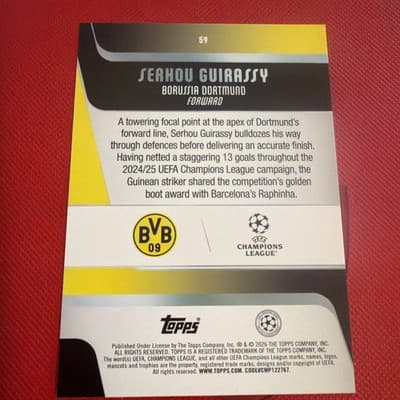 Topps 2024/25 Serhou Guirassy #59 Borussia Dortmund UEFA Champions League Soccer - Thumbnail 6