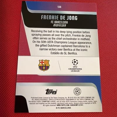 2025-26 Topps FLAGSHIP UEFA Club Competitions #135 Frenkie de Jong, FC Barcelona - Thumbnail 2