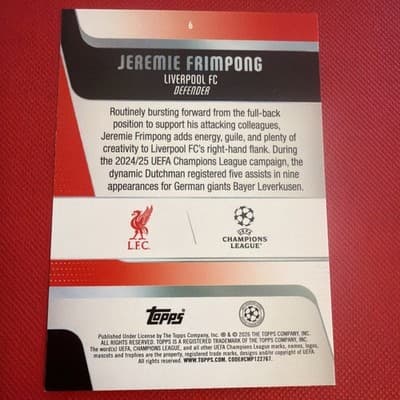 2025-26 Topps UEFA Club Competitions Jeremie Frimpong #6 Liverpool - Thumbnail 8