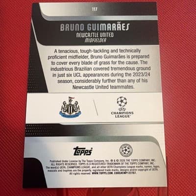 2025-26 Topps FLAGSHIP UEFA Club Competitions #117 Bruno Guimarães, Newcastle Un - Thumbnail 6