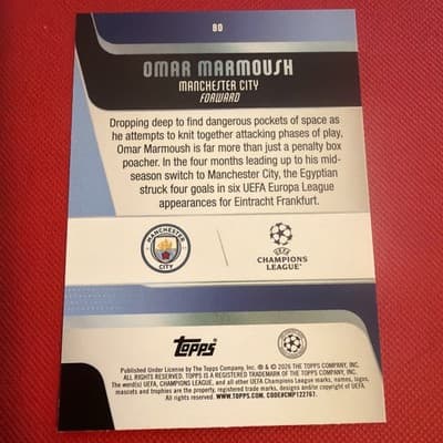 2025-26 Topps UEFA Club Competitions Soccer #80 Omar Marmoush - Manchester City - Thumbnail 6