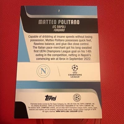 2025-26 Topps UEFA Club Competitions Matteo Politano 7 Napoli - Thumbnail 6