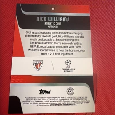 2025-26 Topps FLAGSHIP UEFA Club Competitions #38 Nico Williams, Athletic Club - Thumbnail 6