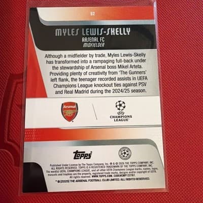 2025-26 Topps UCC MYLES LEWIS-SKELLY Future Stars Arsenal FC #52 - Thumbnail 2