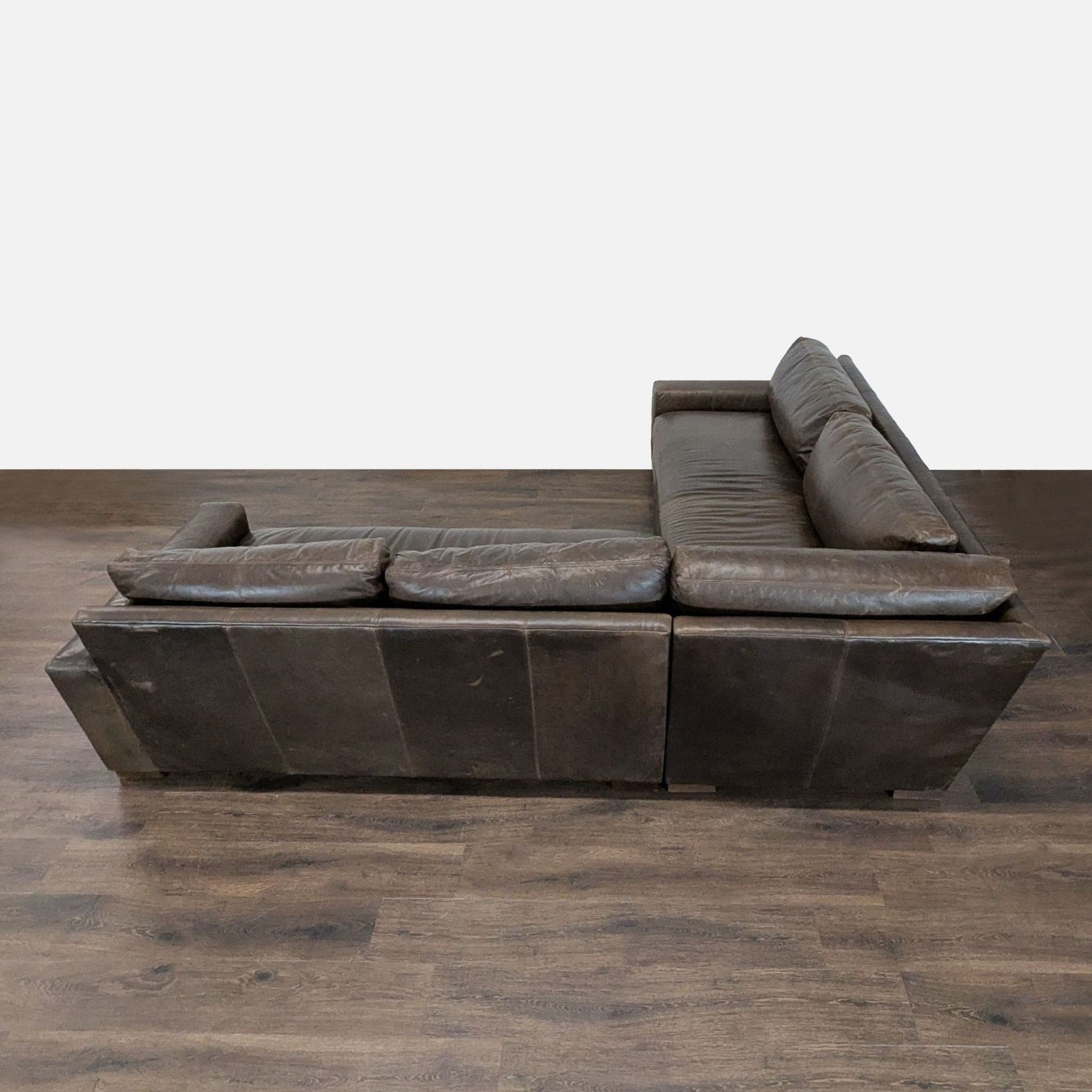 Restoration Hardware Maxwell Brown Leather Sectional Sofa – Spacious and Comfortable - Thumbnail 3