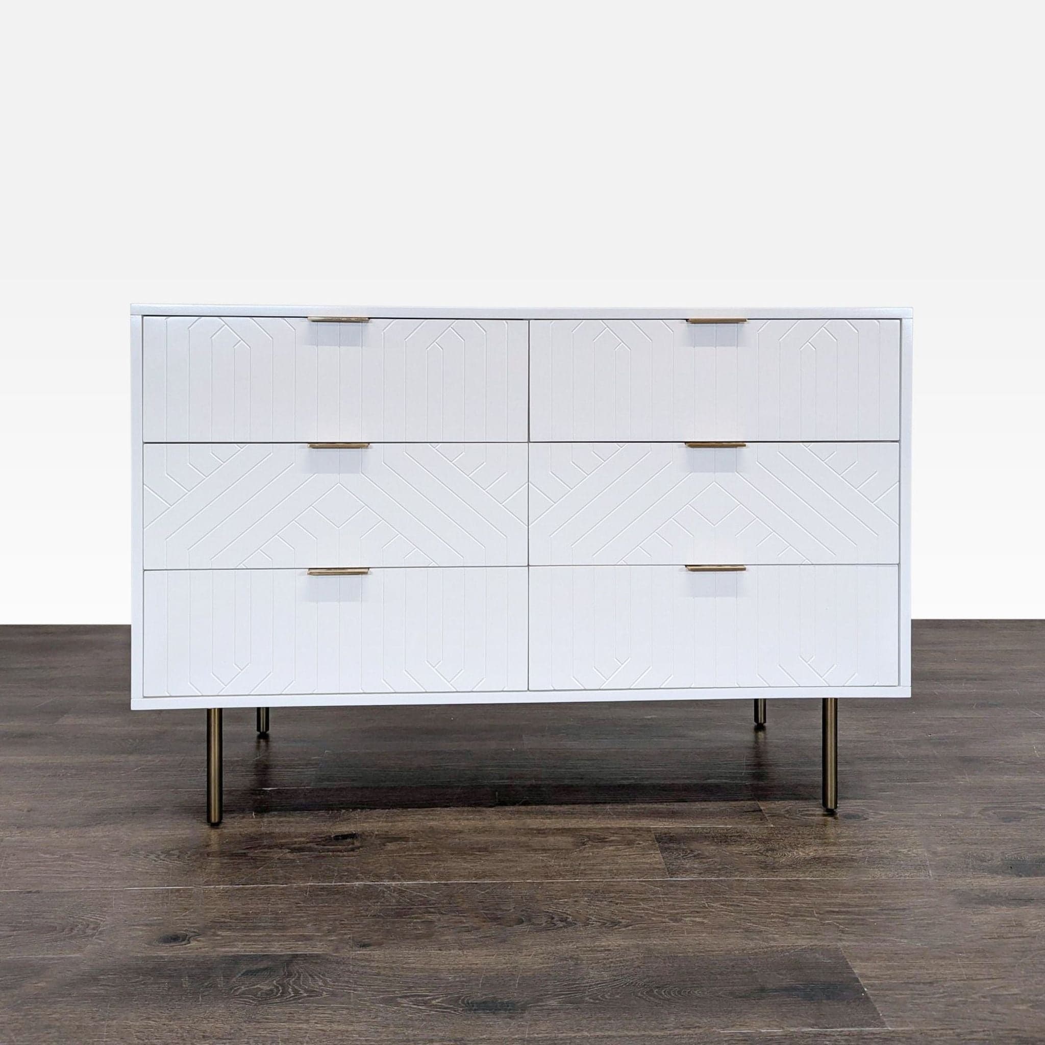 Pottery Barn Teen Jennings Modern White 6-Drawer Dresser with Brass Legs