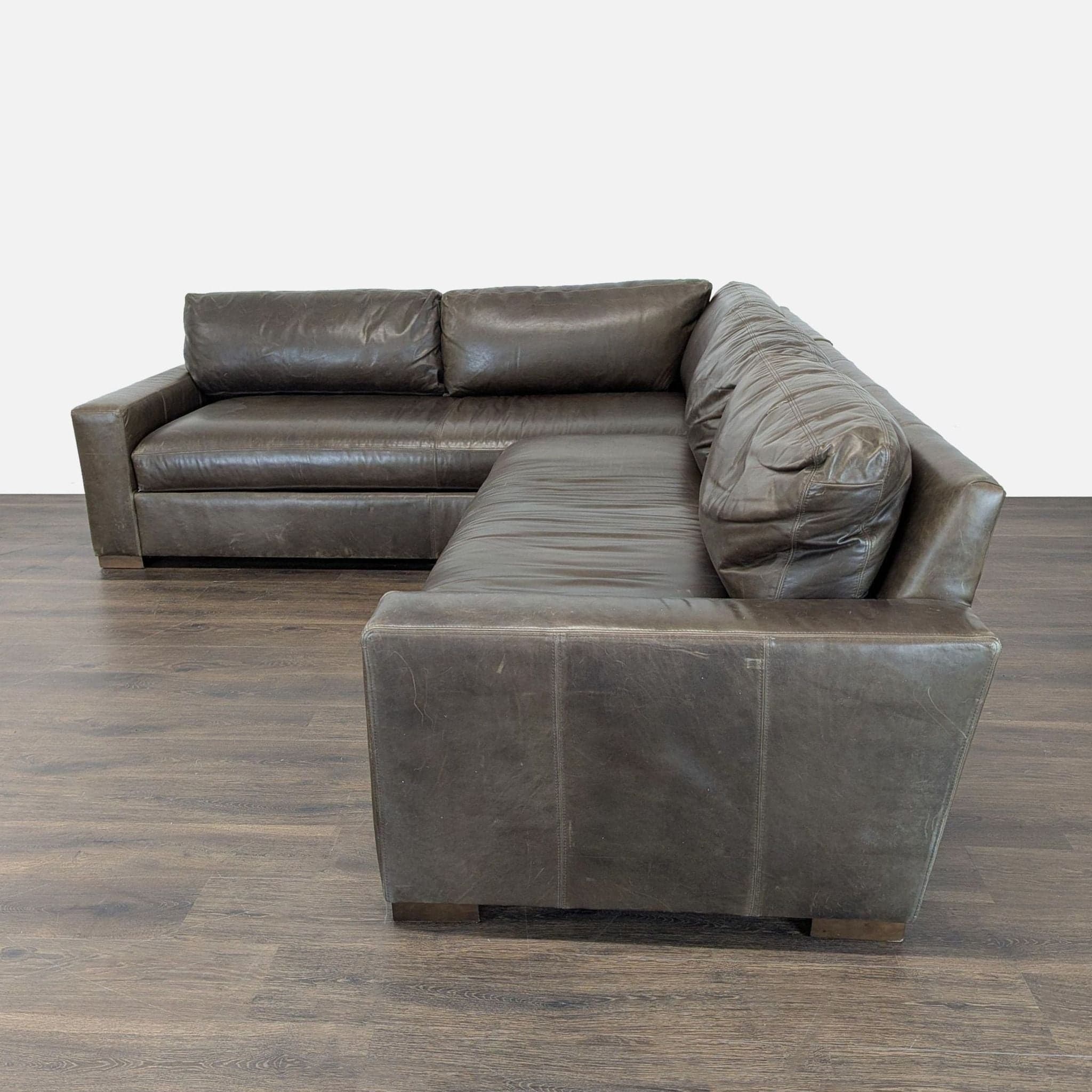 Restoration Hardware Maxwell Brown Leather Sectional Sofa – Spacious and Comfortable - Thumbnail 10