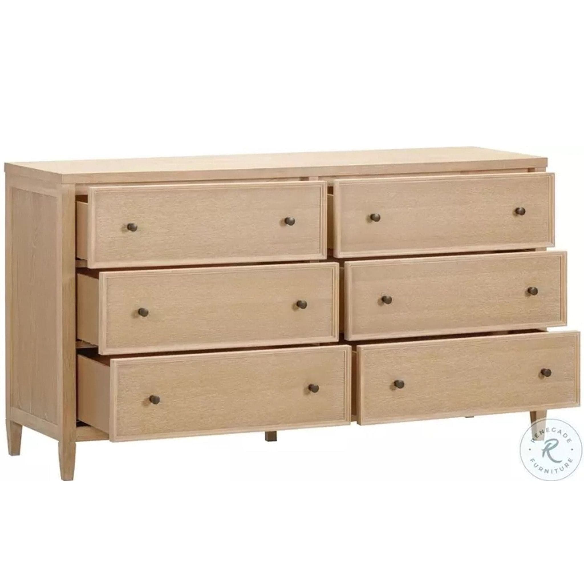 Bristol Park Whitewashed Oak Wood 6-Drawer Dresser - Thumbnail 2