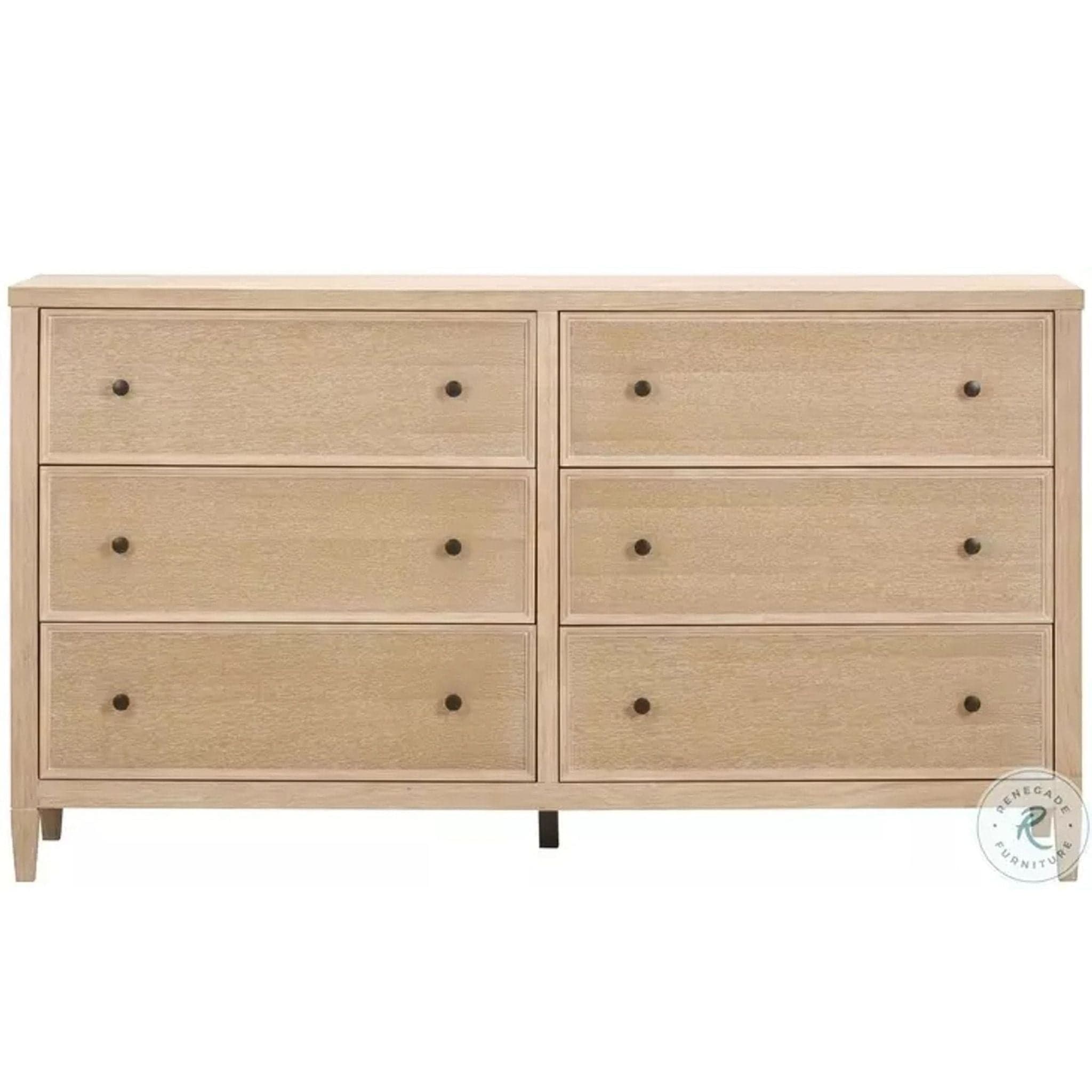 Bristol Park Whitewashed Oak Wood 6-Drawer Dresser - Image 1