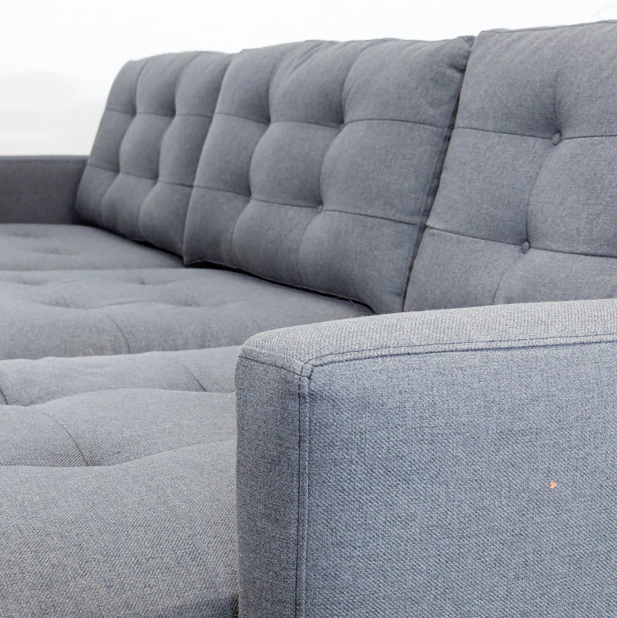 Crate & Barrel Petrie Modern Gray Sectional Sofa with Chaise - Thumbnail 6