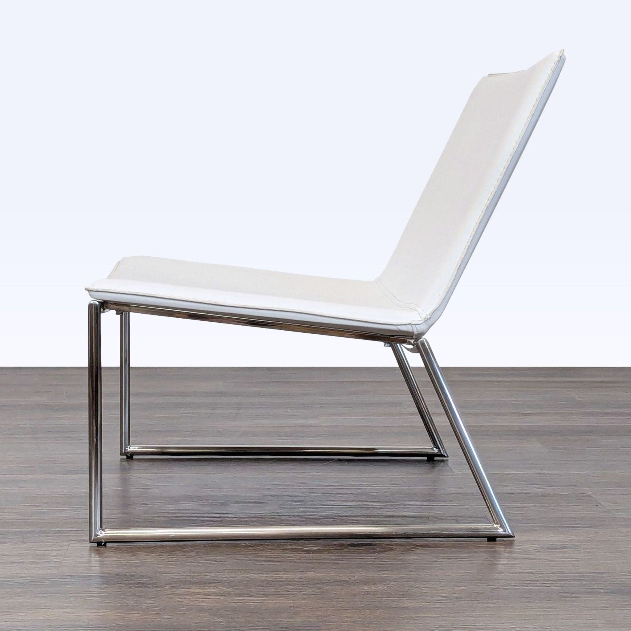 CB2 Triumph Modern White Leather Lounge Chair with Sleek Chrome Frame - Thumbnail 7