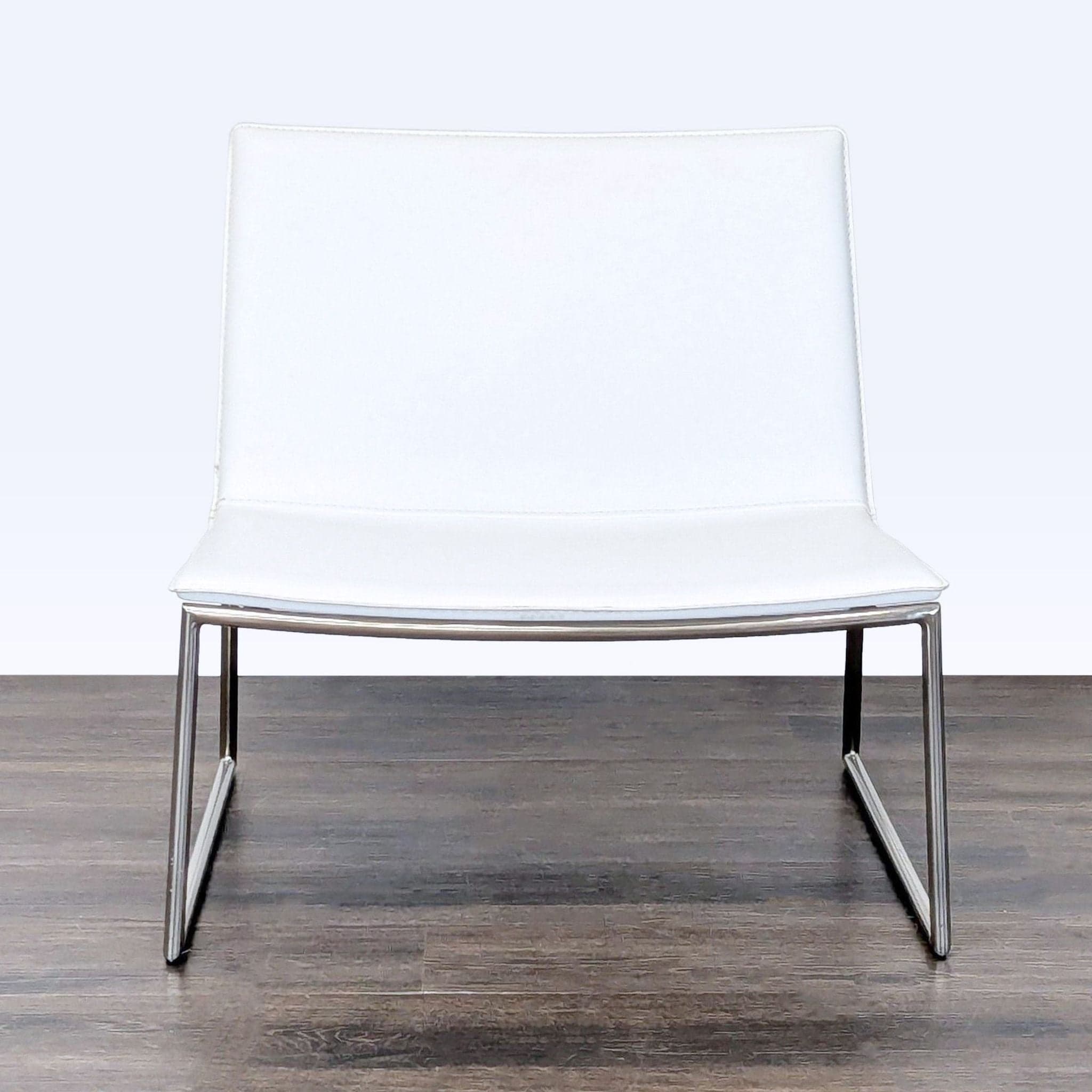 CB2 Triumph Modern White Leather Lounge Chair with Sleek Chrome Frame - Thumbnail 2
