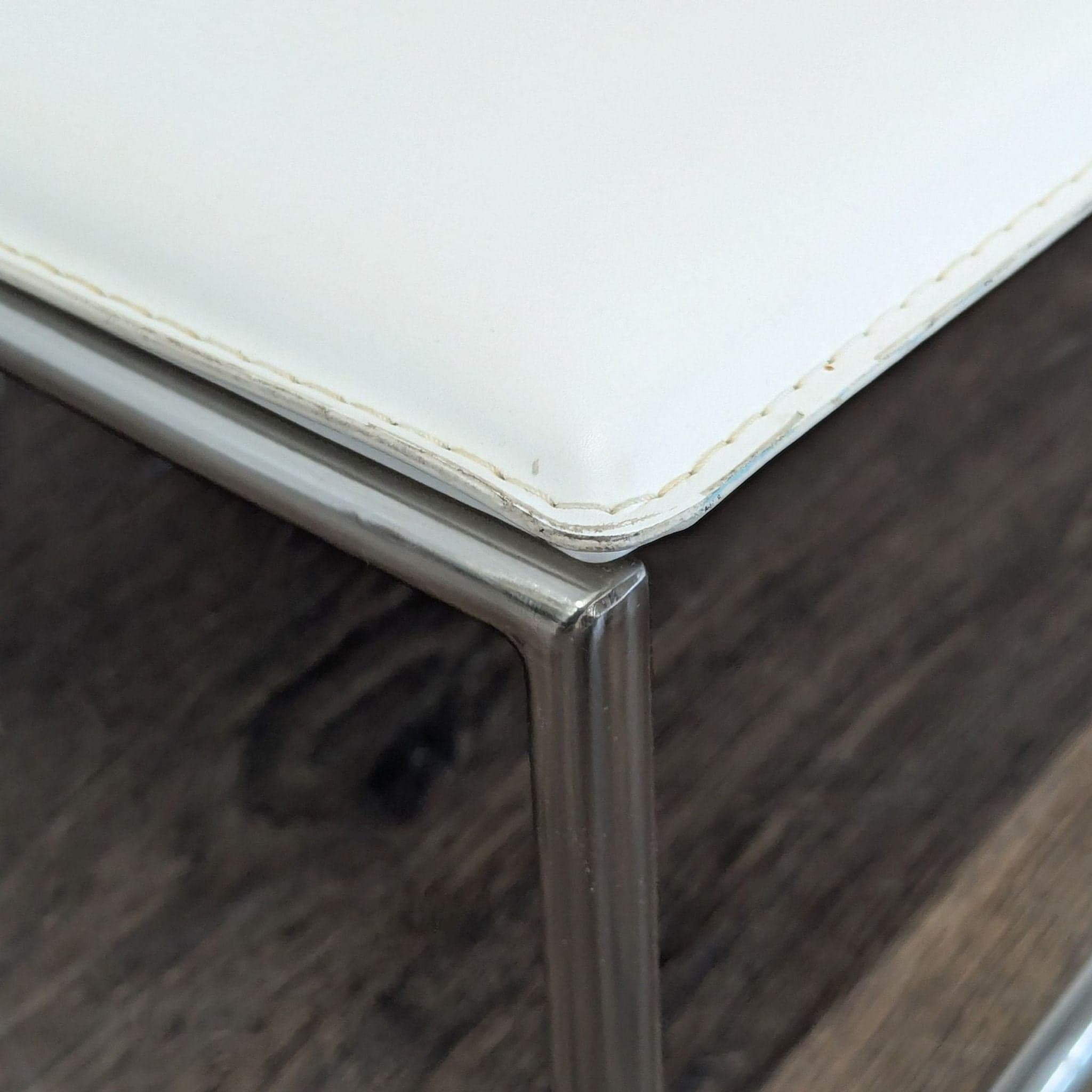 CB2 Triumph Modern White Leather Lounge Chair with Sleek Chrome Frame - Thumbnail 4