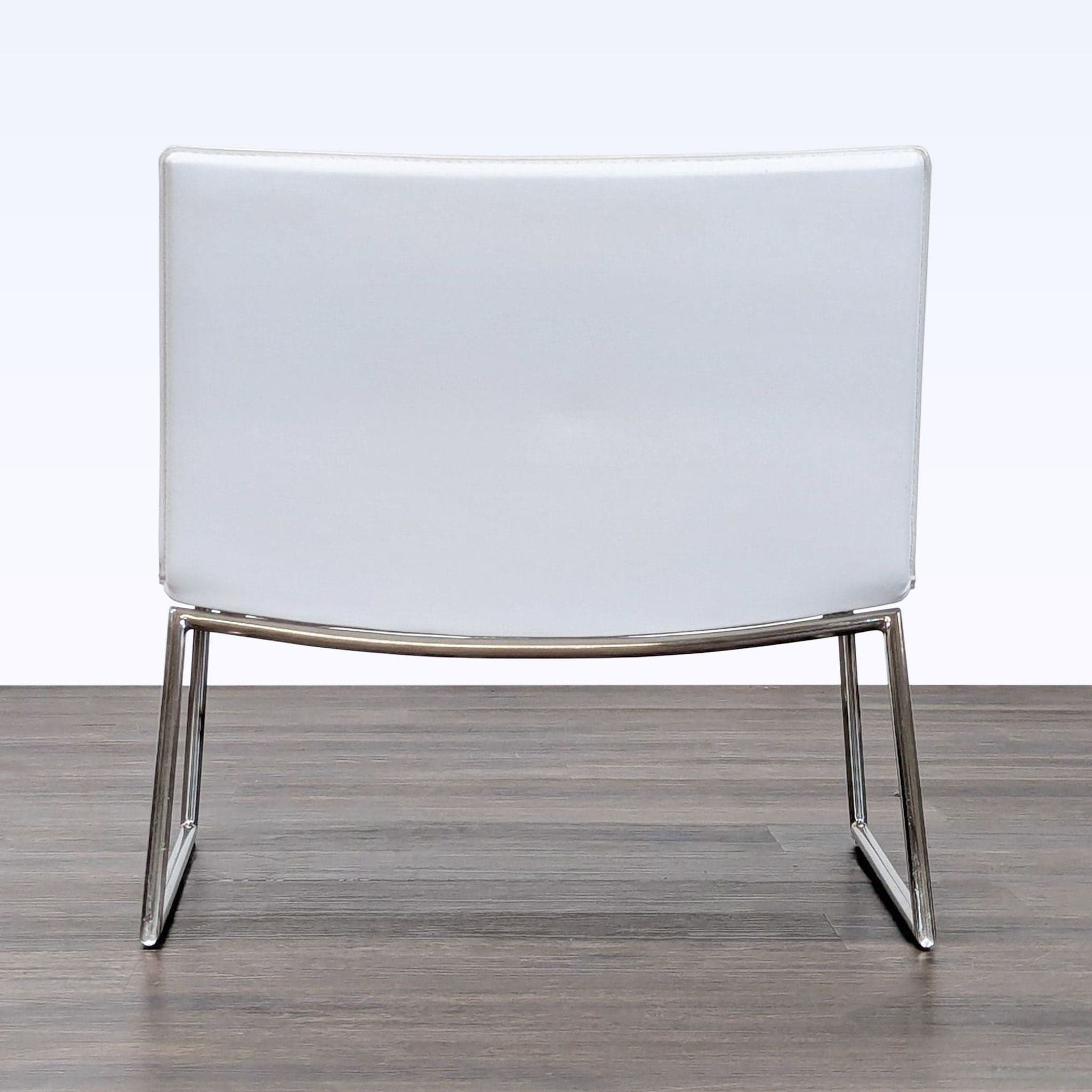 CB2 Triumph Modern White Leather Lounge Chair with Sleek Chrome Frame - Thumbnail 3