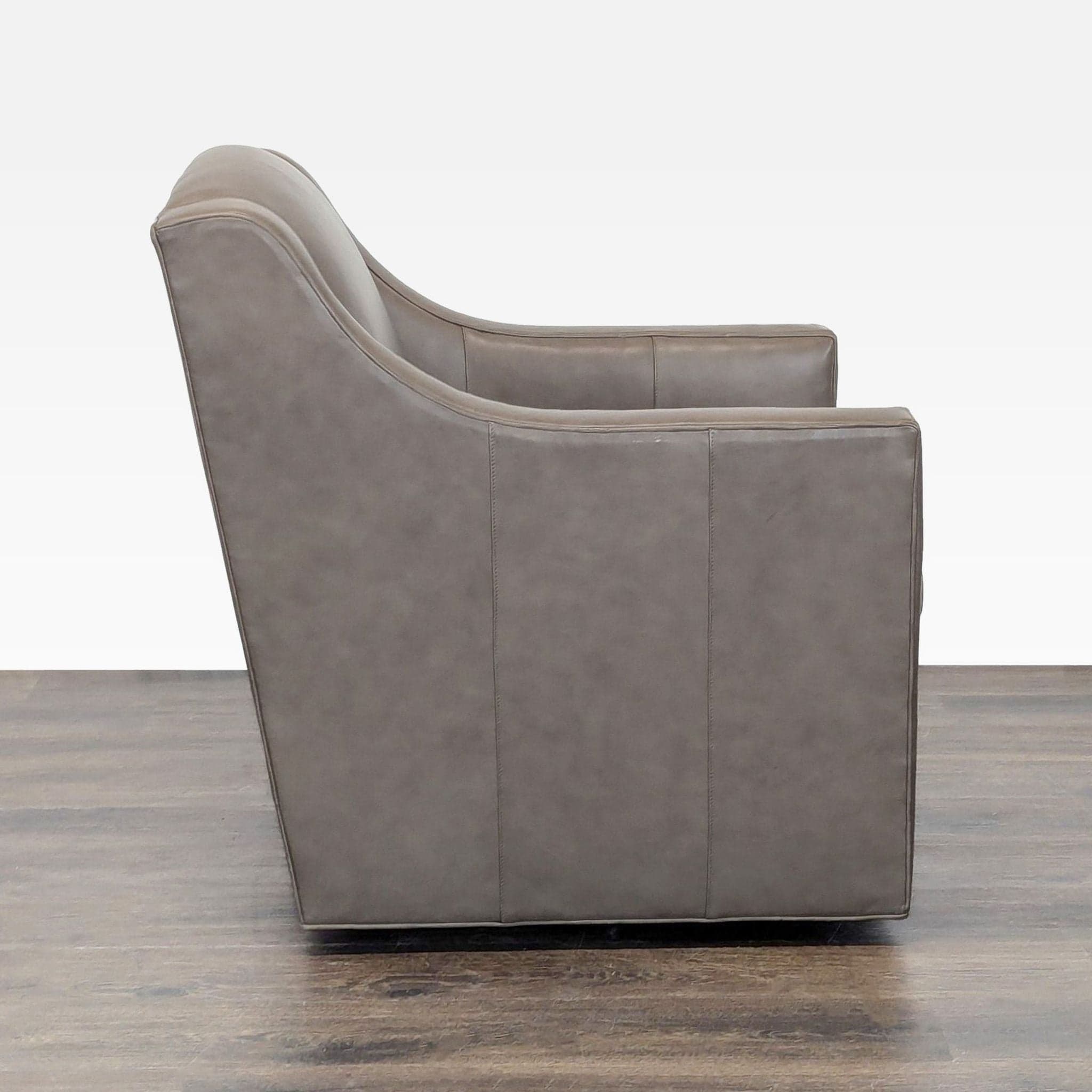 Lexington Taupe Leather Lounge Swivel Chair - Thumbnail 7