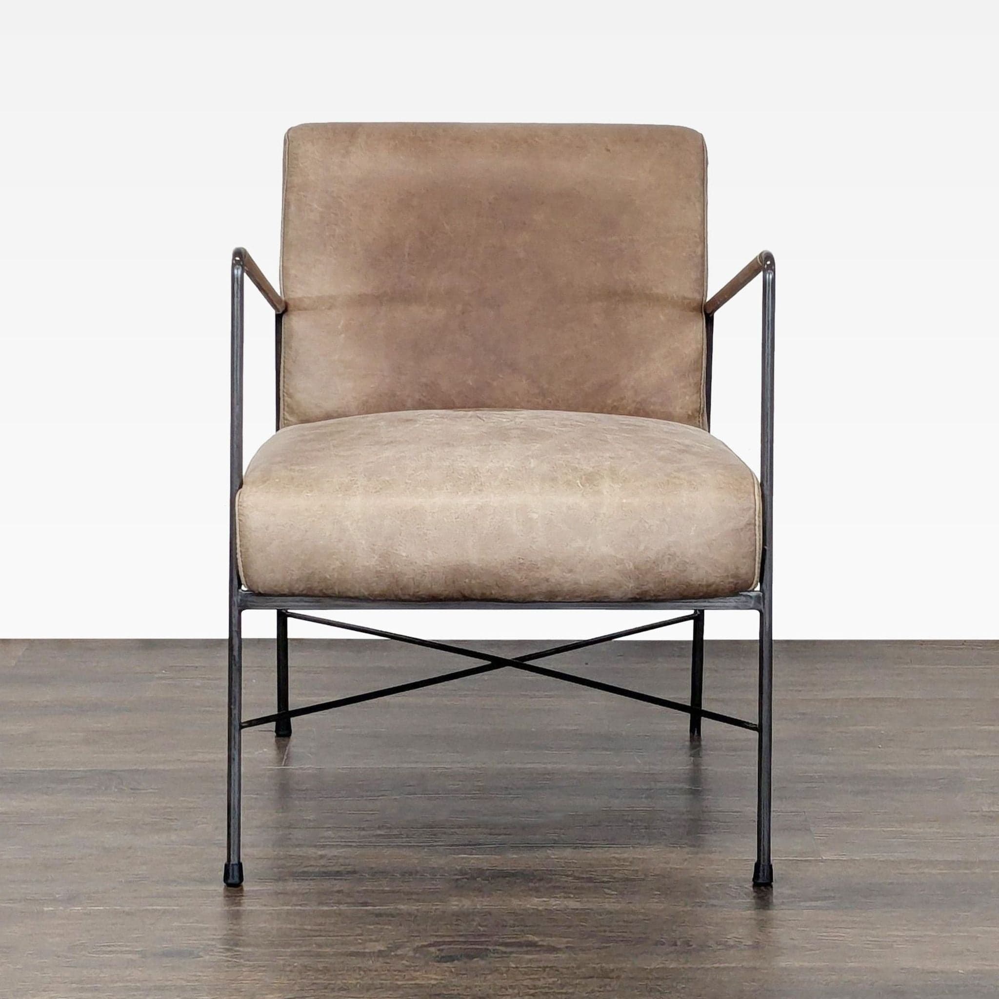 Moe's Home Collection Dagwood Modern Leather Lounge Chair with Metal Frame - Image 1