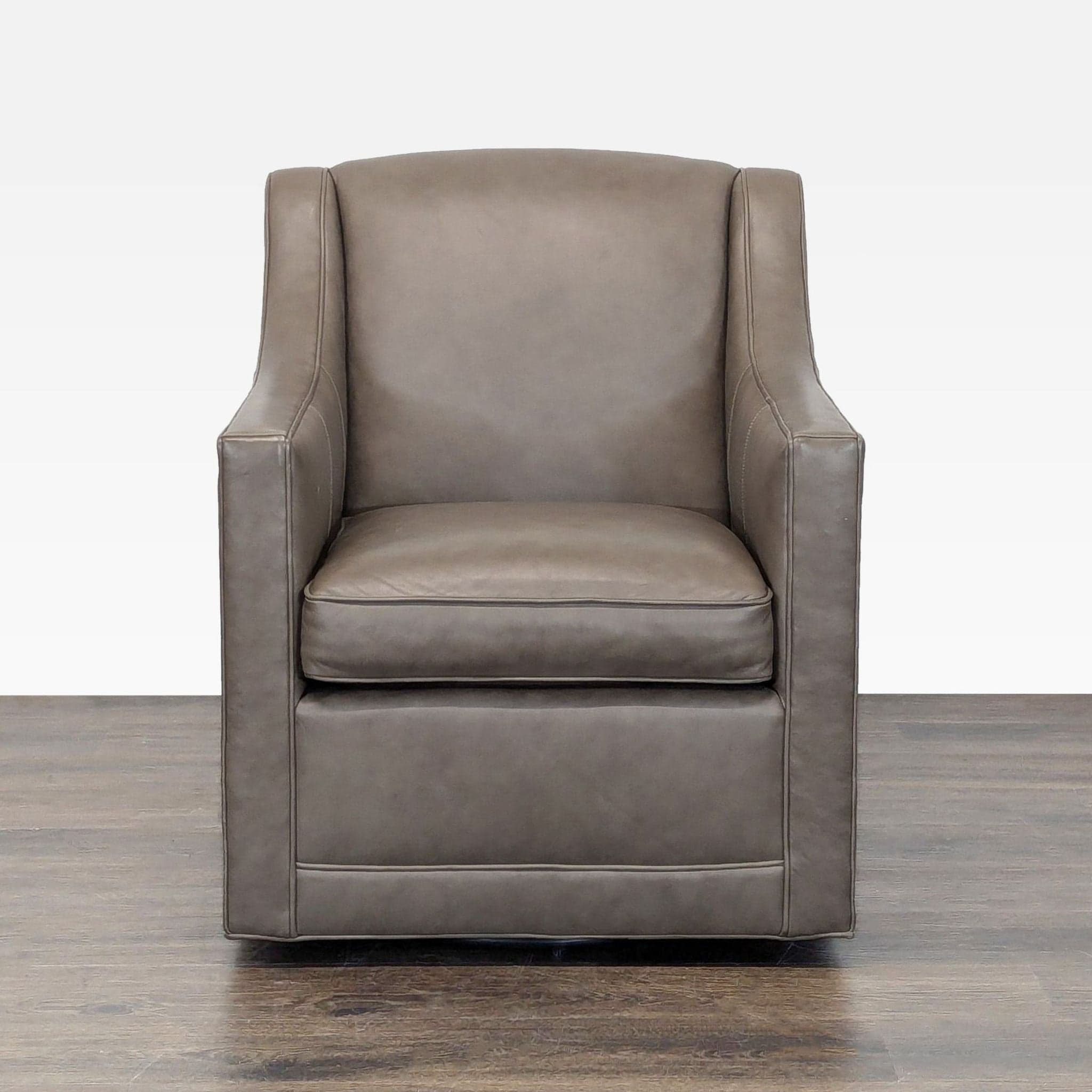 Lexington Taupe Leather Lounge Swivel Chair - Image 1