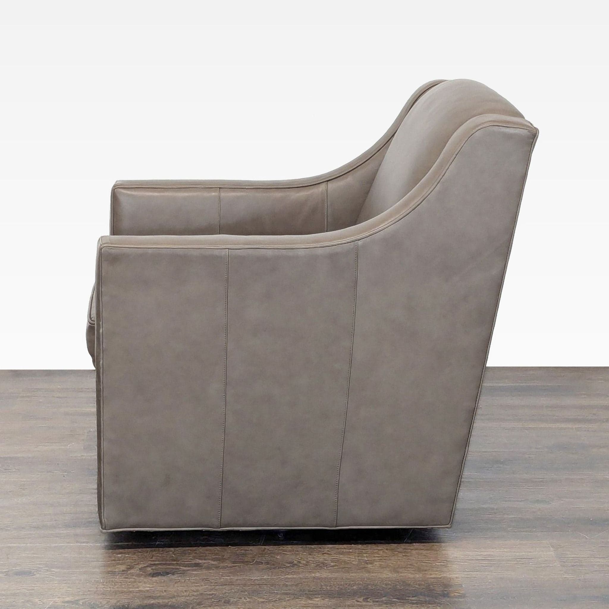 Lexington Taupe Leather Lounge Swivel Chair - Thumbnail 5