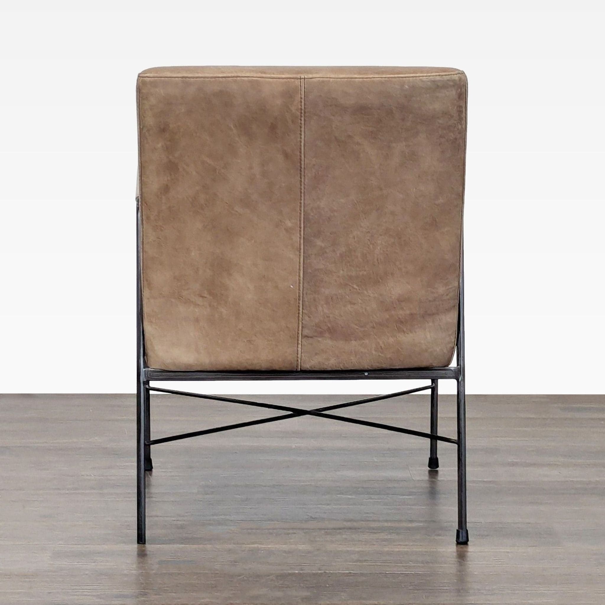 Moe's Home Collection Dagwood Modern Leather Lounge Chair with Metal Frame - Thumbnail 4