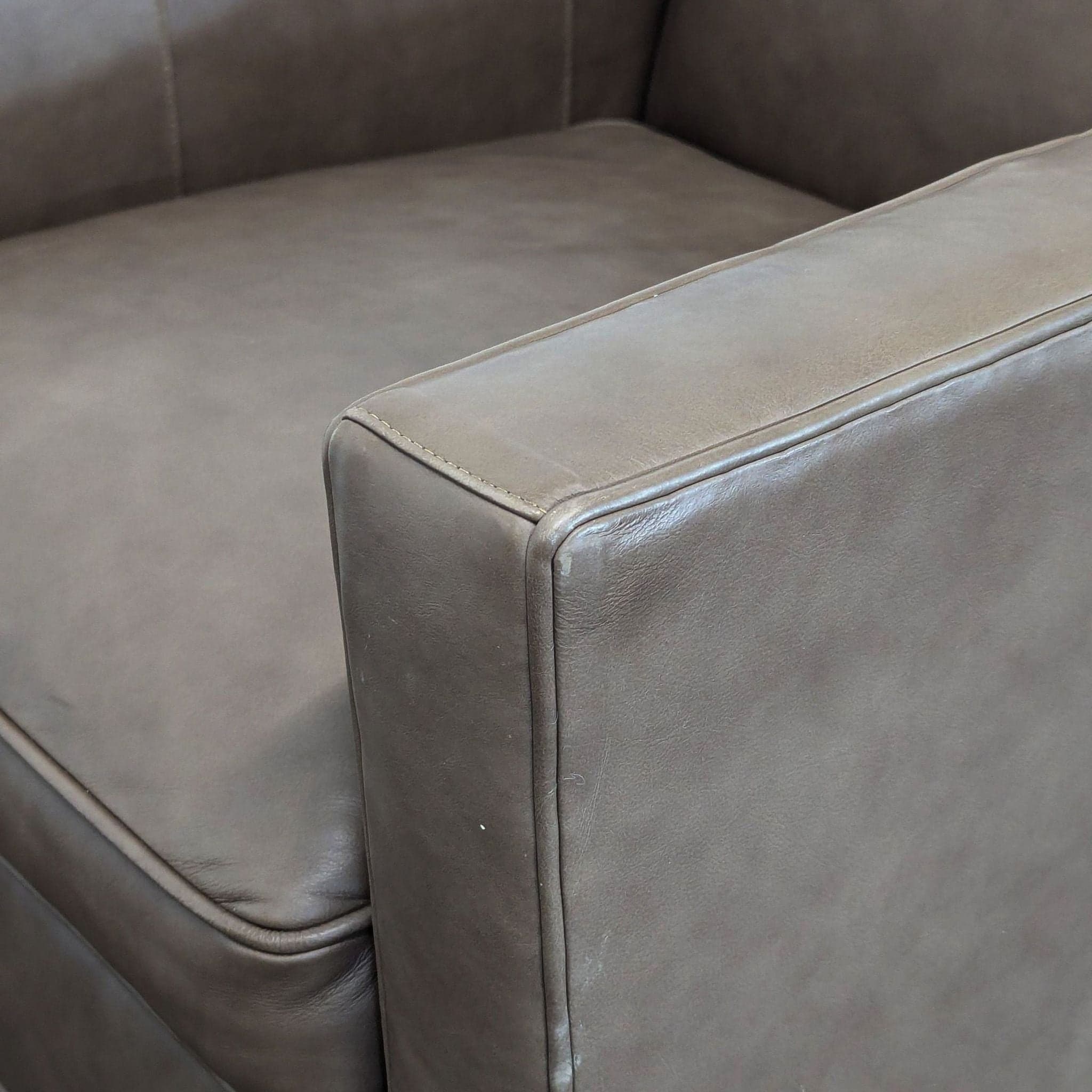 Lexington Taupe Leather Lounge Swivel Chair - Thumbnail 3