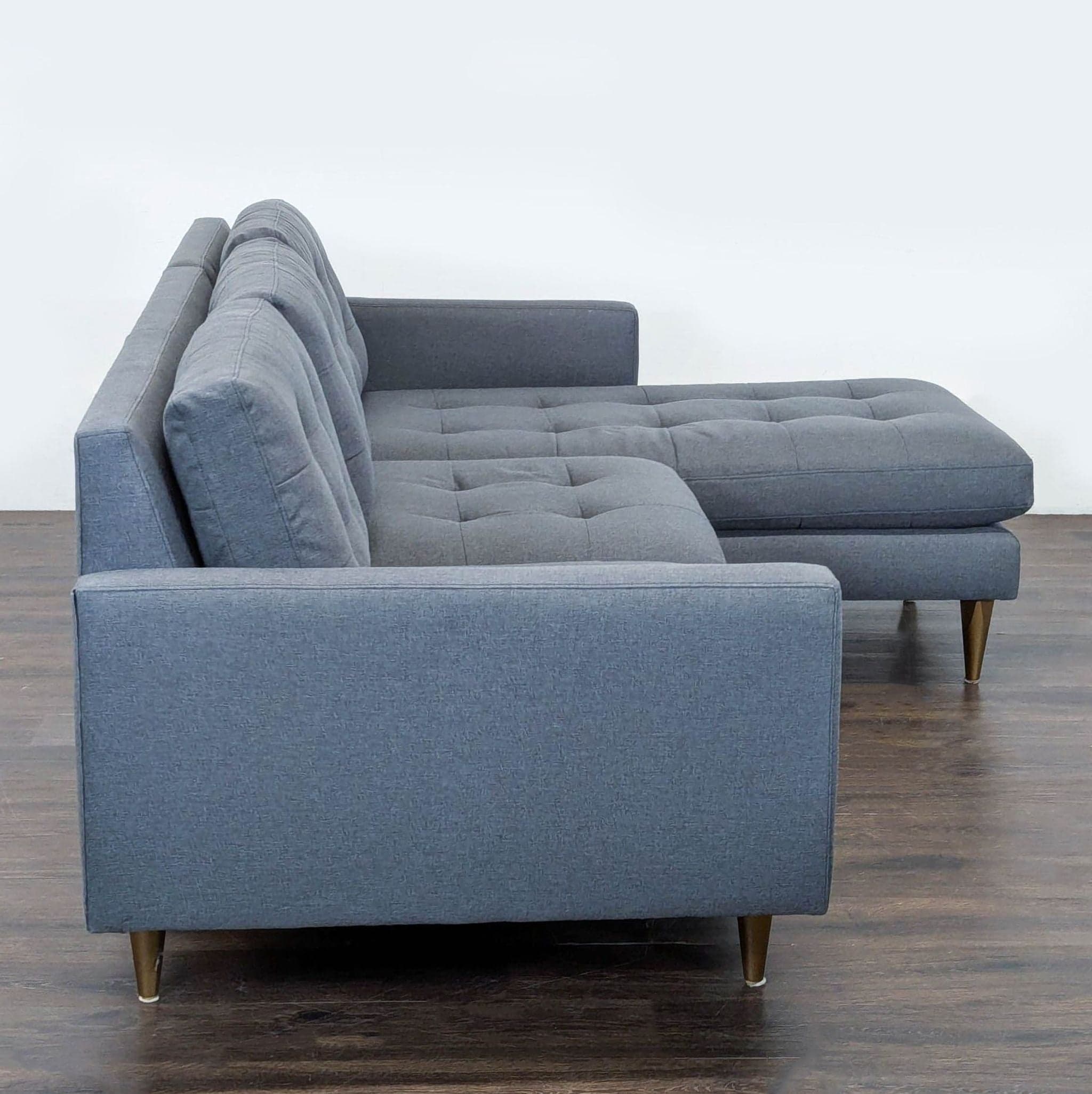 Crate & Barrel Petrie Modern Gray Sectional Sofa with Chaise - Thumbnail 3