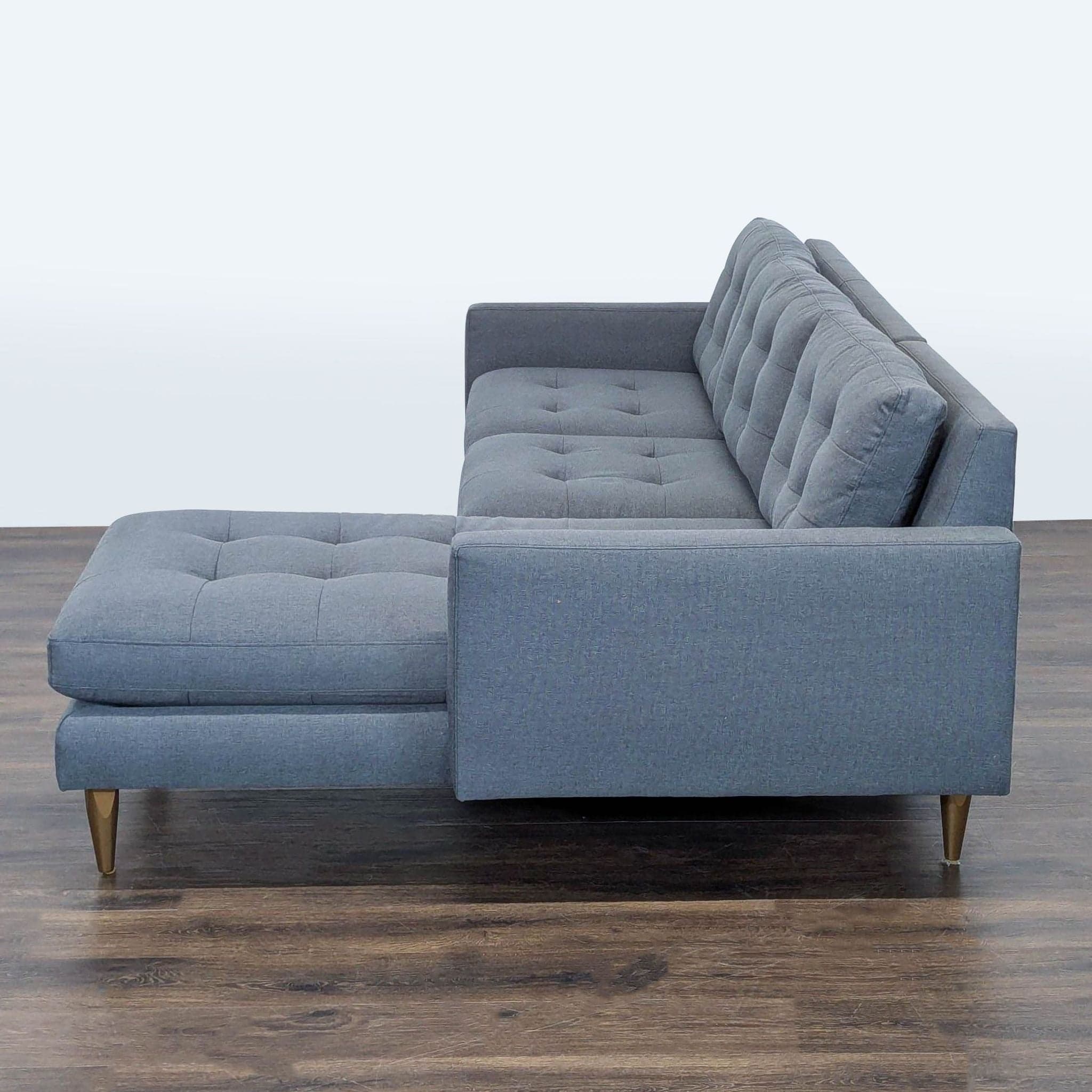 Crate & Barrel Petrie Modern Gray Sectional Sofa with Chaise - Thumbnail 5