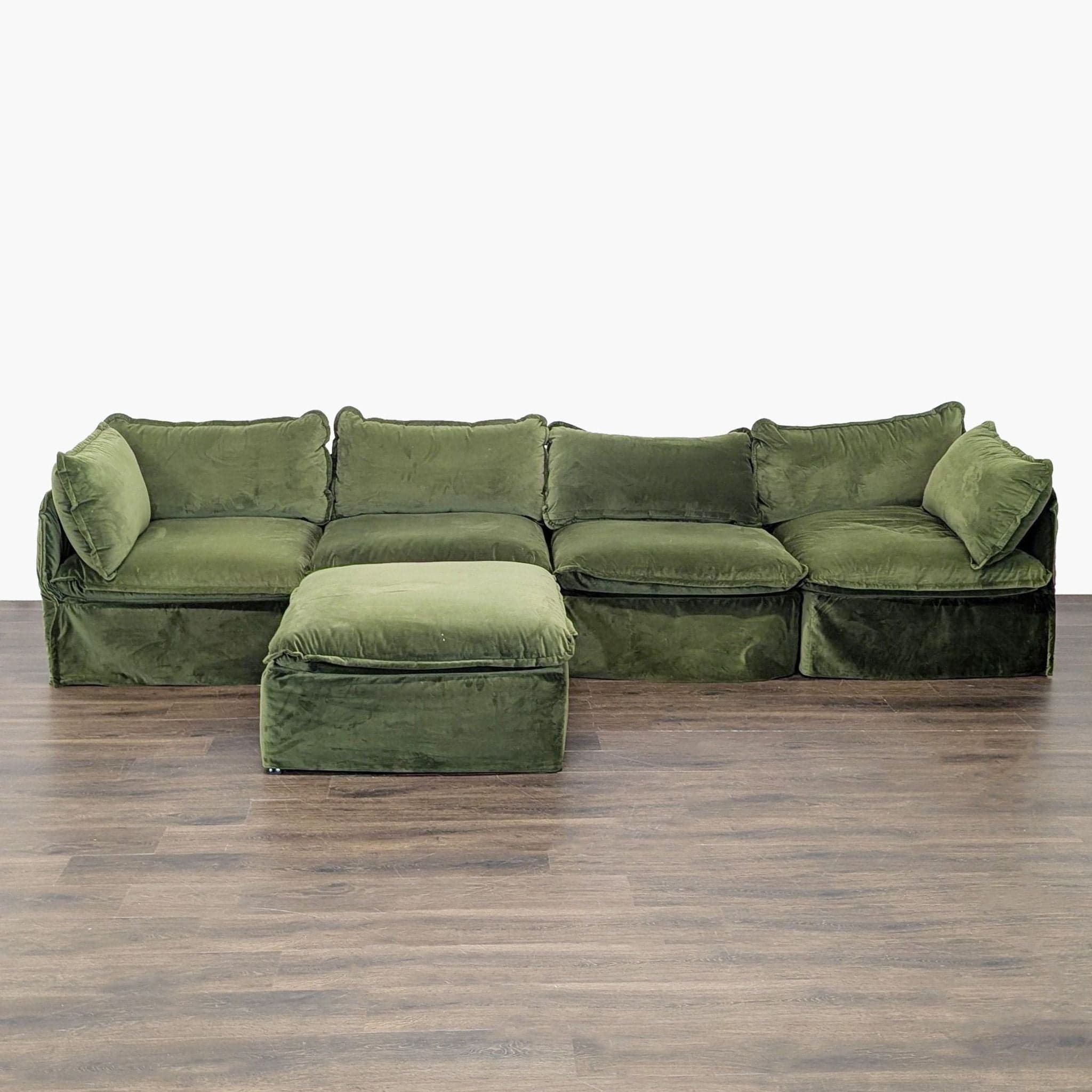 Anabei Modern Modular Washable Sectional in Olivine - Thumbnail 2