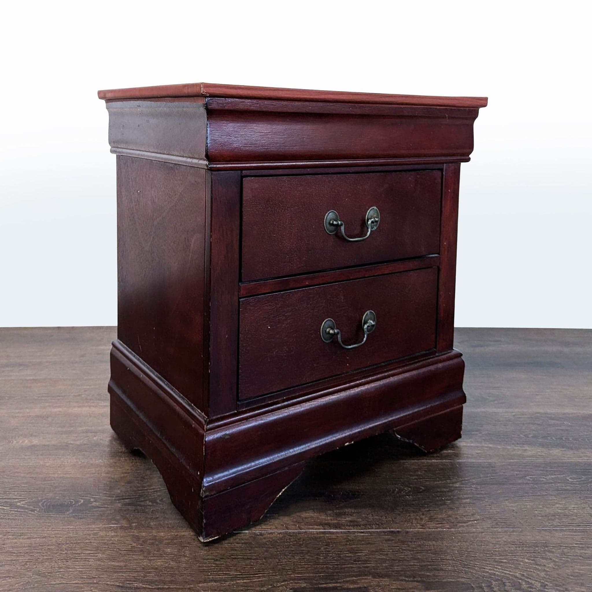 Two Drawer Wood Nightstand - Thumbnail 3