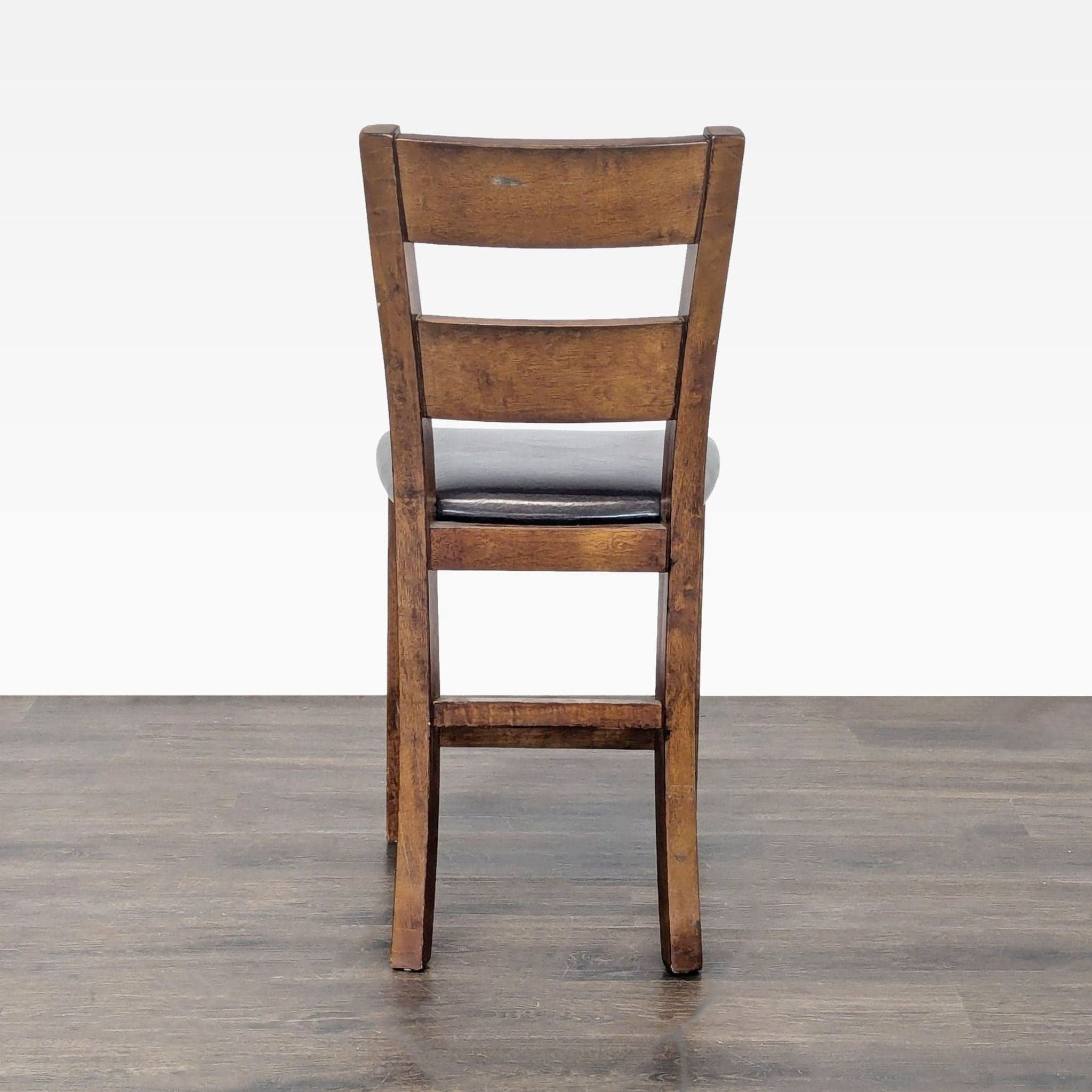 Wooden Bar Stool with Faux Leather Seat - Thumbnail 9
