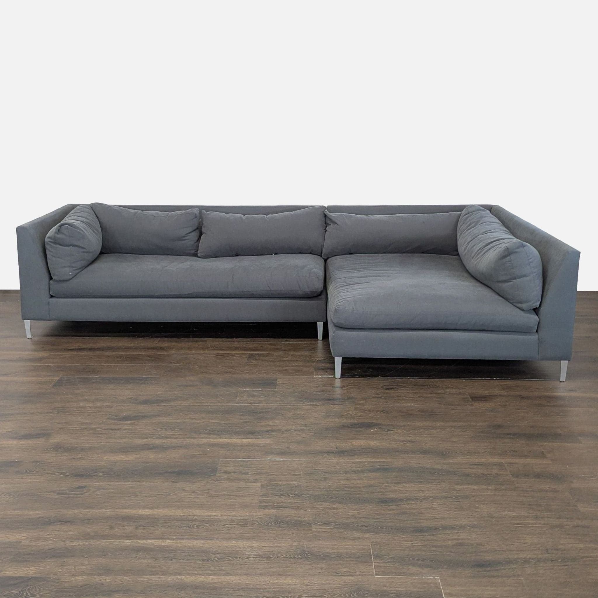 Crate & Barrel Gray Modern Sectional Sofa – Stylish and Spacious Seating - Image 1