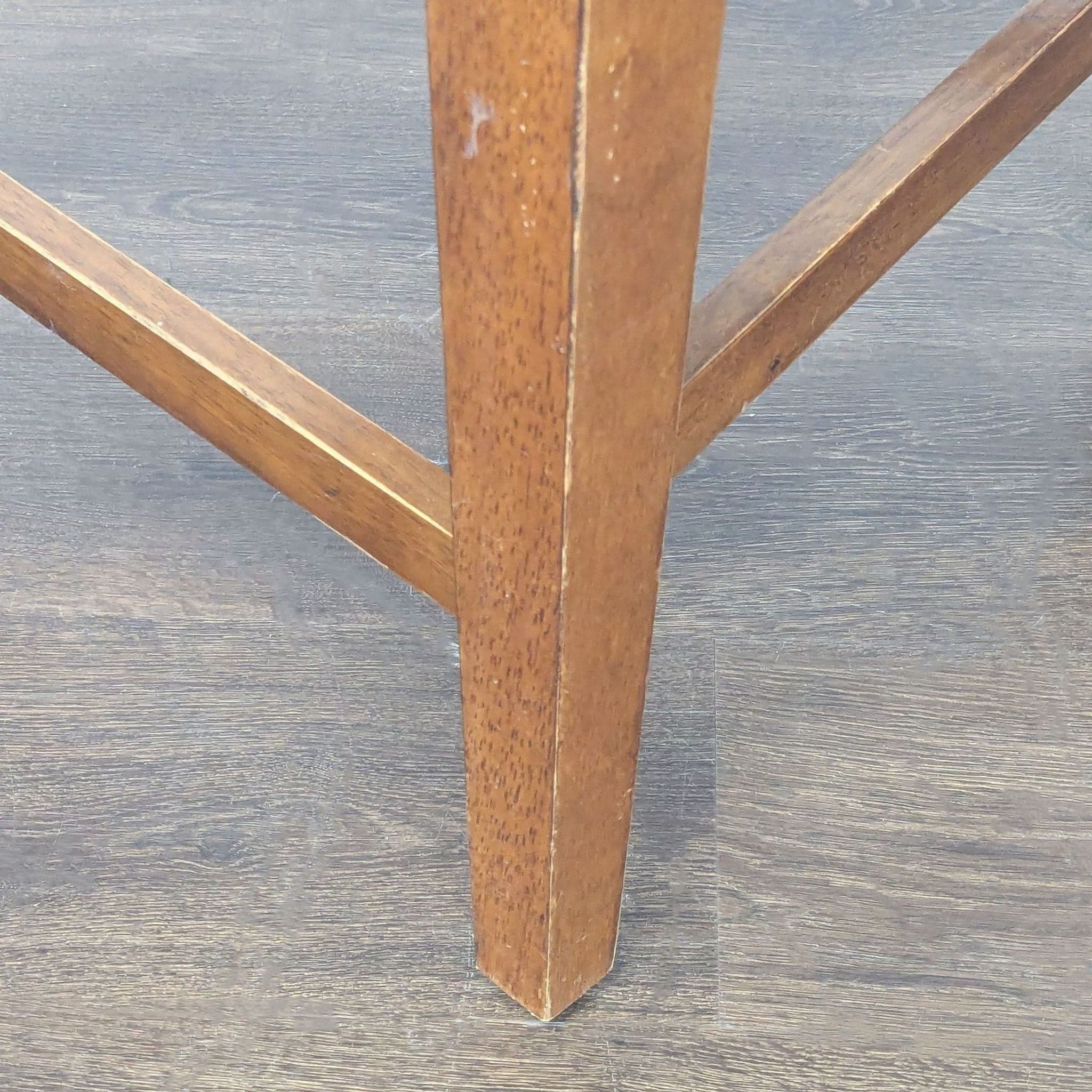 Wooden Bar Stool with Faux Leather Seat - Thumbnail 6