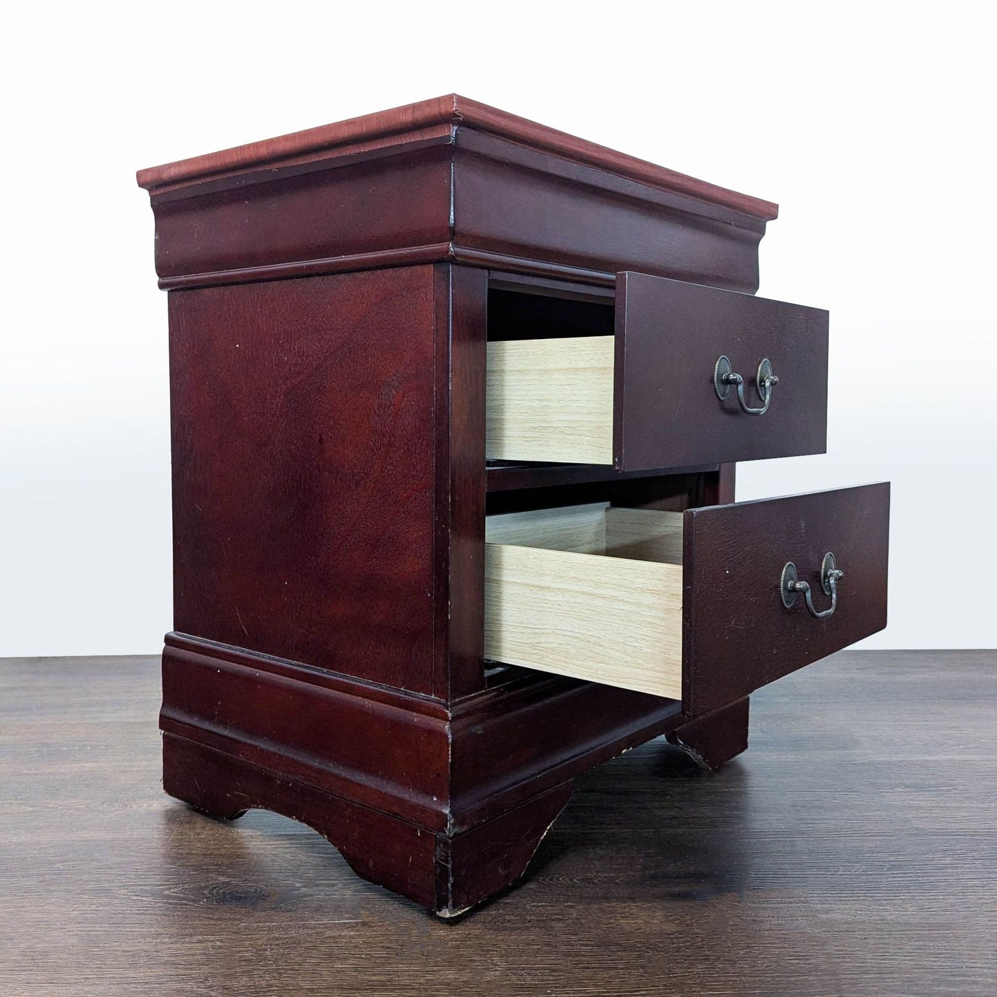 Two Drawer Wood Nightstand - Thumbnail 2