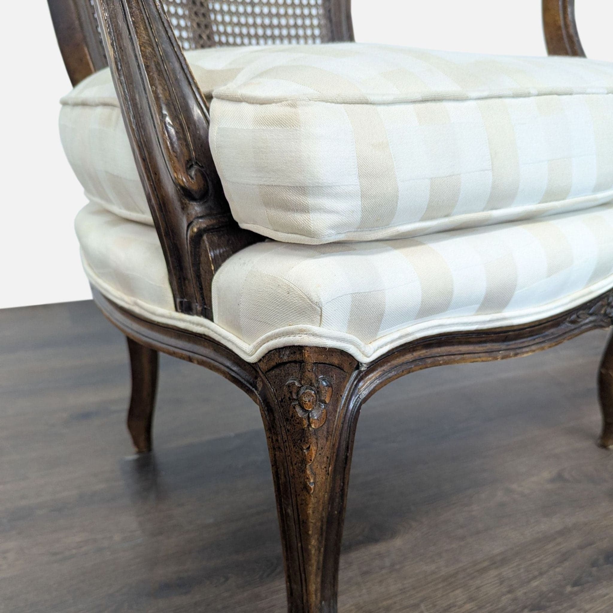 Pair of Vintage French Style Chairs with Cane Back and Cushioned Seats - Thumbnail 9