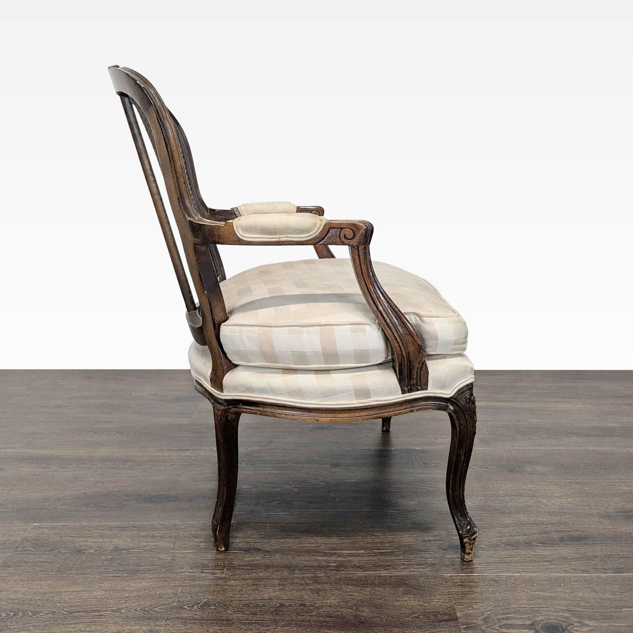 Pair of Vintage French Style Chairs with Cane Back and Cushioned Seats - Thumbnail 4