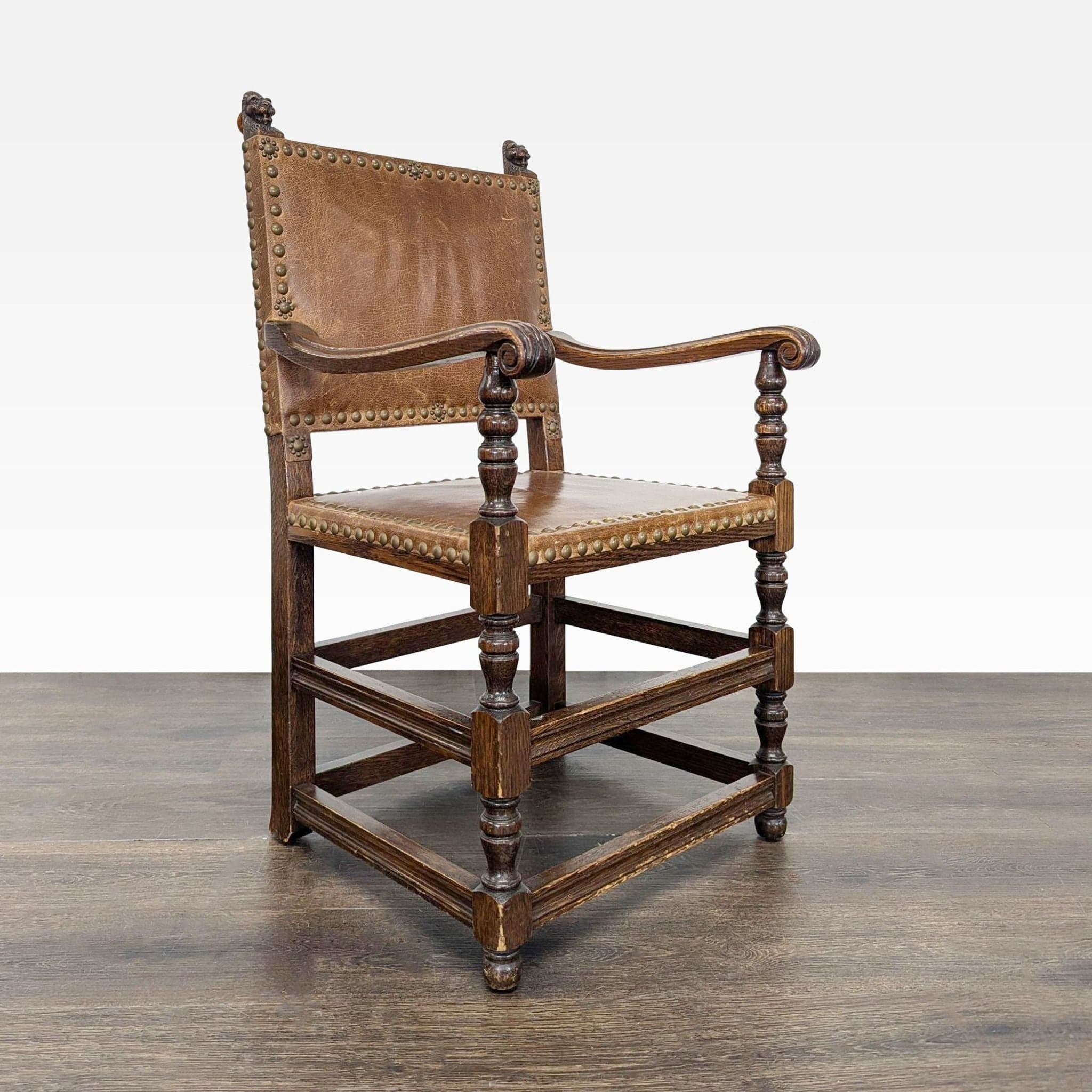 Vintage Leather Dining Armchair - Thumbnail 3