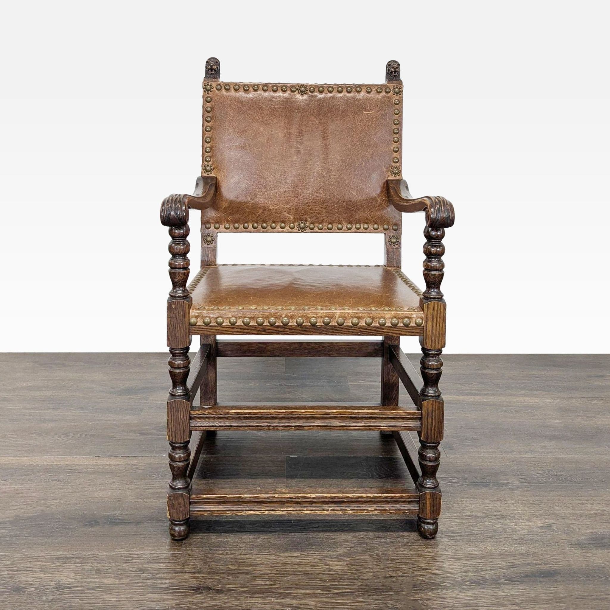 Vintage Leather Dining Armchair - Image 1