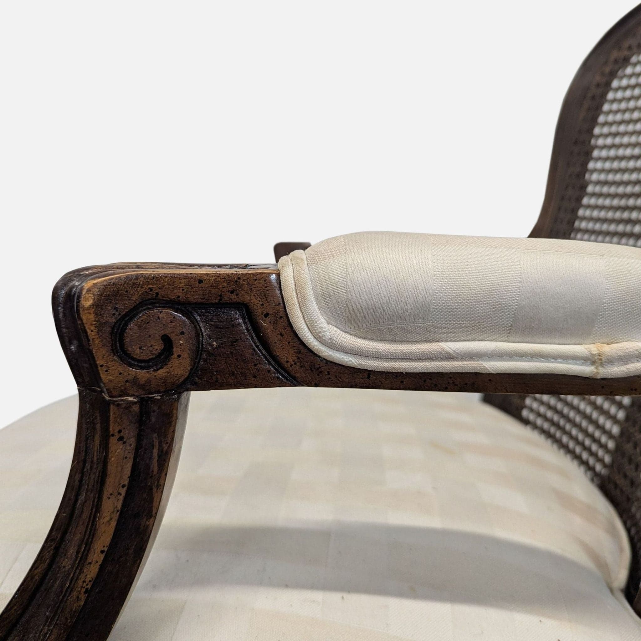 Pair of Vintage French Style Chairs with Cane Back and Cushioned Seats - Thumbnail 6