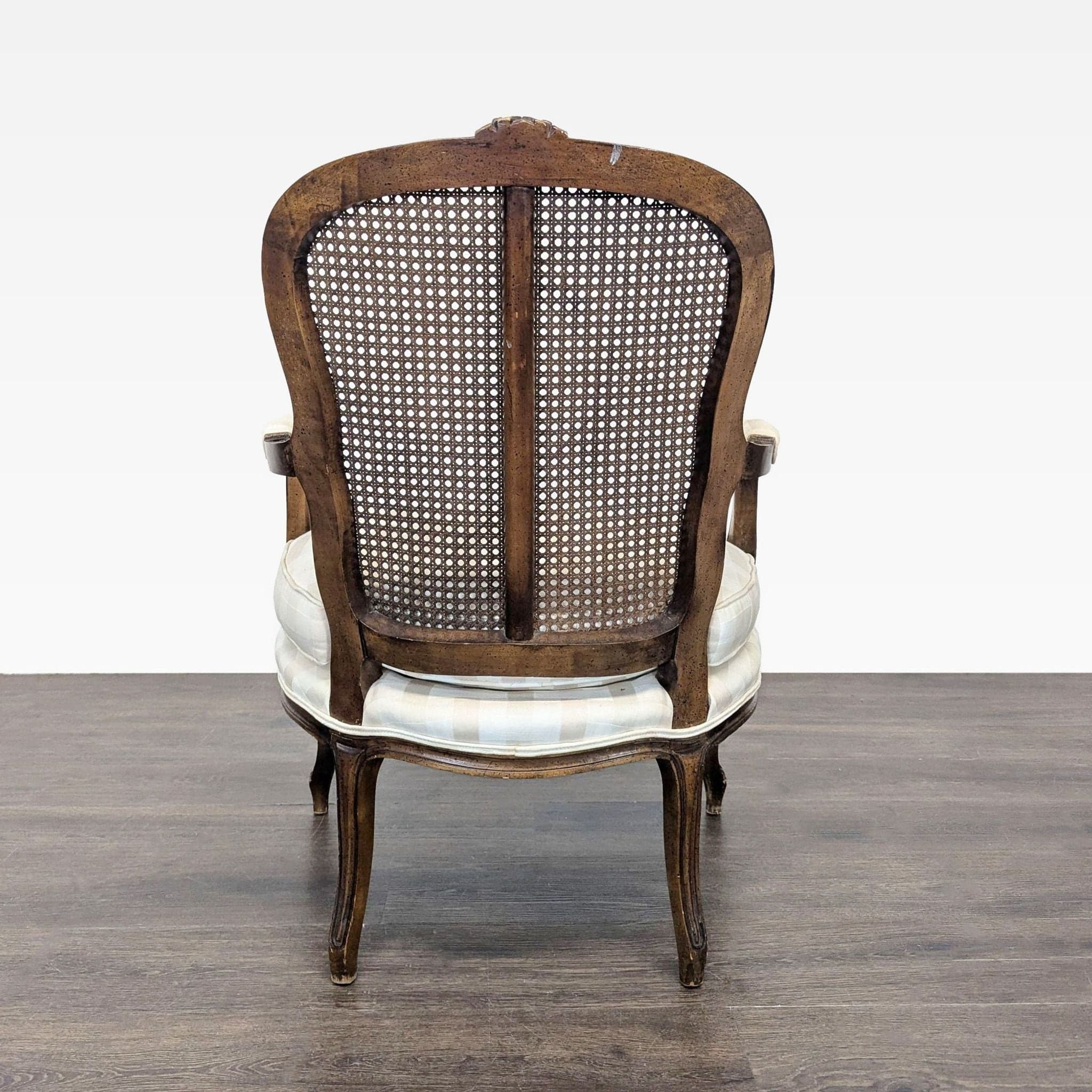 Pair of Vintage French Style Chairs with Cane Back and Cushioned Seats - Thumbnail 5