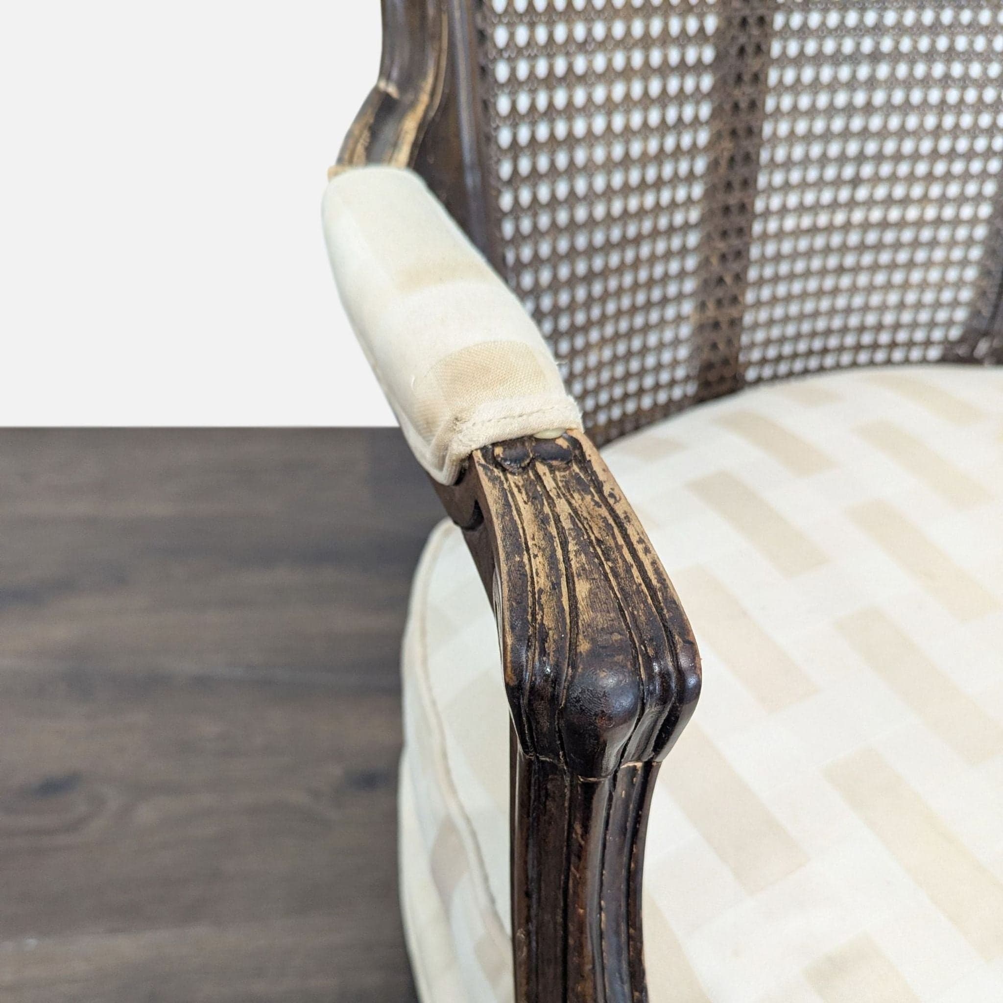 Pair of Vintage French Style Chairs with Cane Back and Cushioned Seats - Thumbnail 10