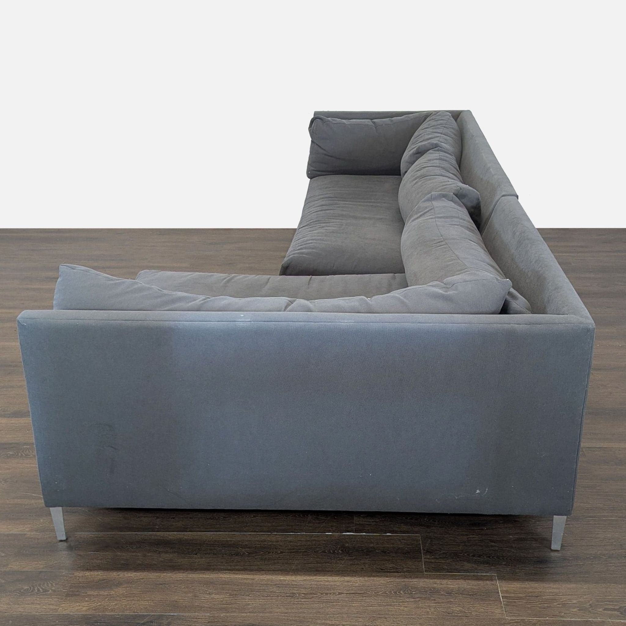 Crate & Barrel Gray Modern Sectional Sofa – Stylish and Spacious Seating - Thumbnail 3