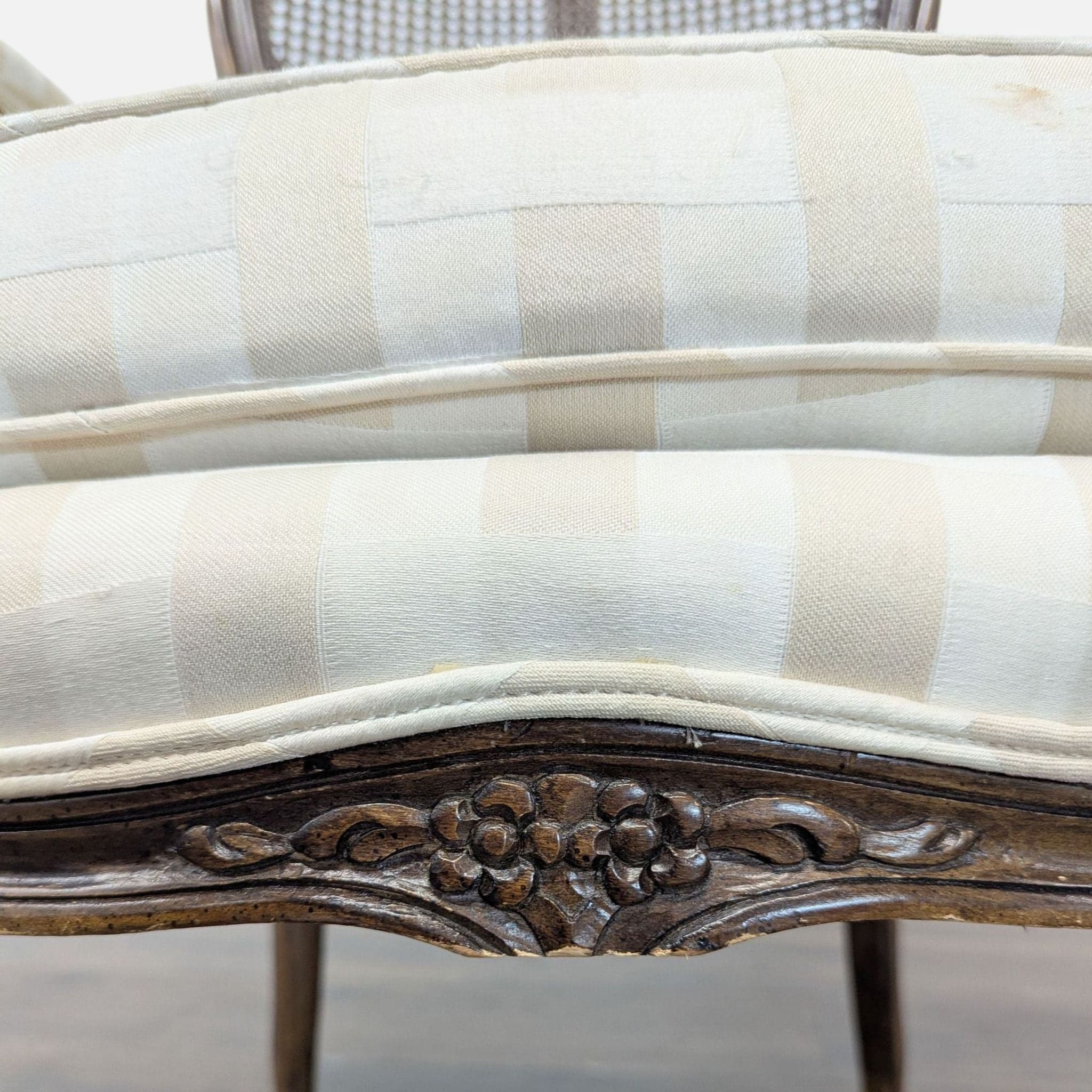 Pair of Vintage French Style Chairs with Cane Back and Cushioned Seats - Thumbnail 8